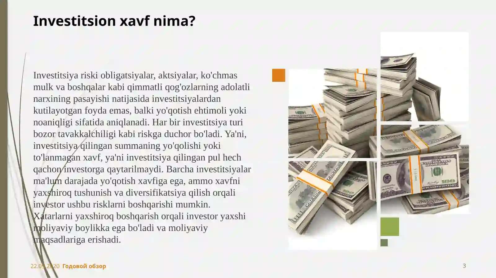 Investitsion faoliyatda tavakkalchilikning o'rni 3