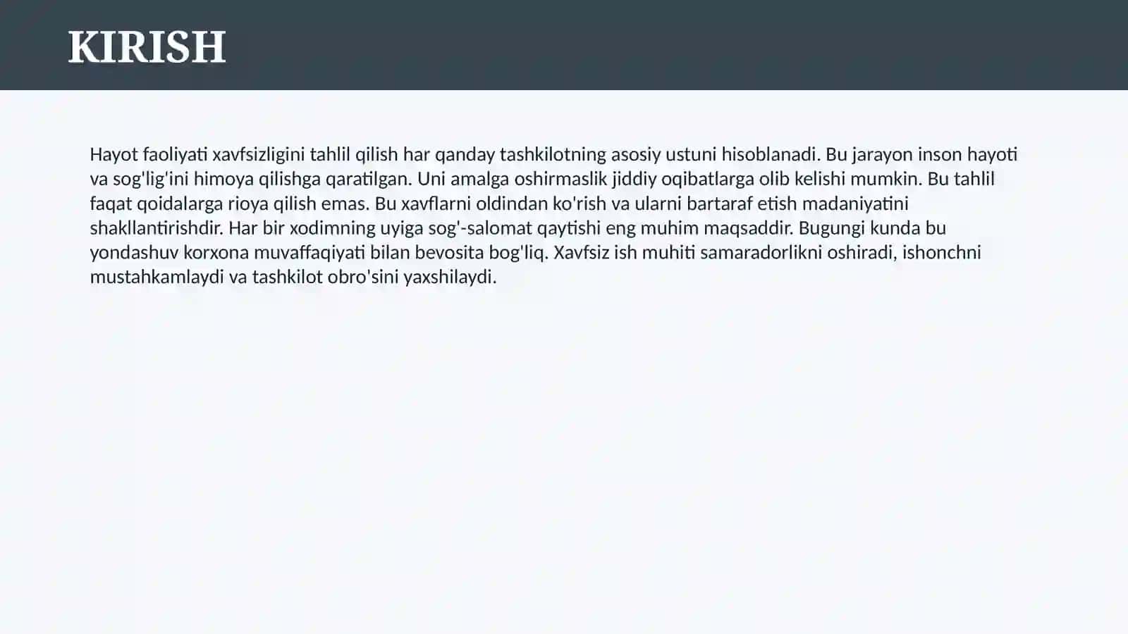 HAYOT FAOLIYATI XAVFSIZLIGINI TAHLIL QILISH 3
