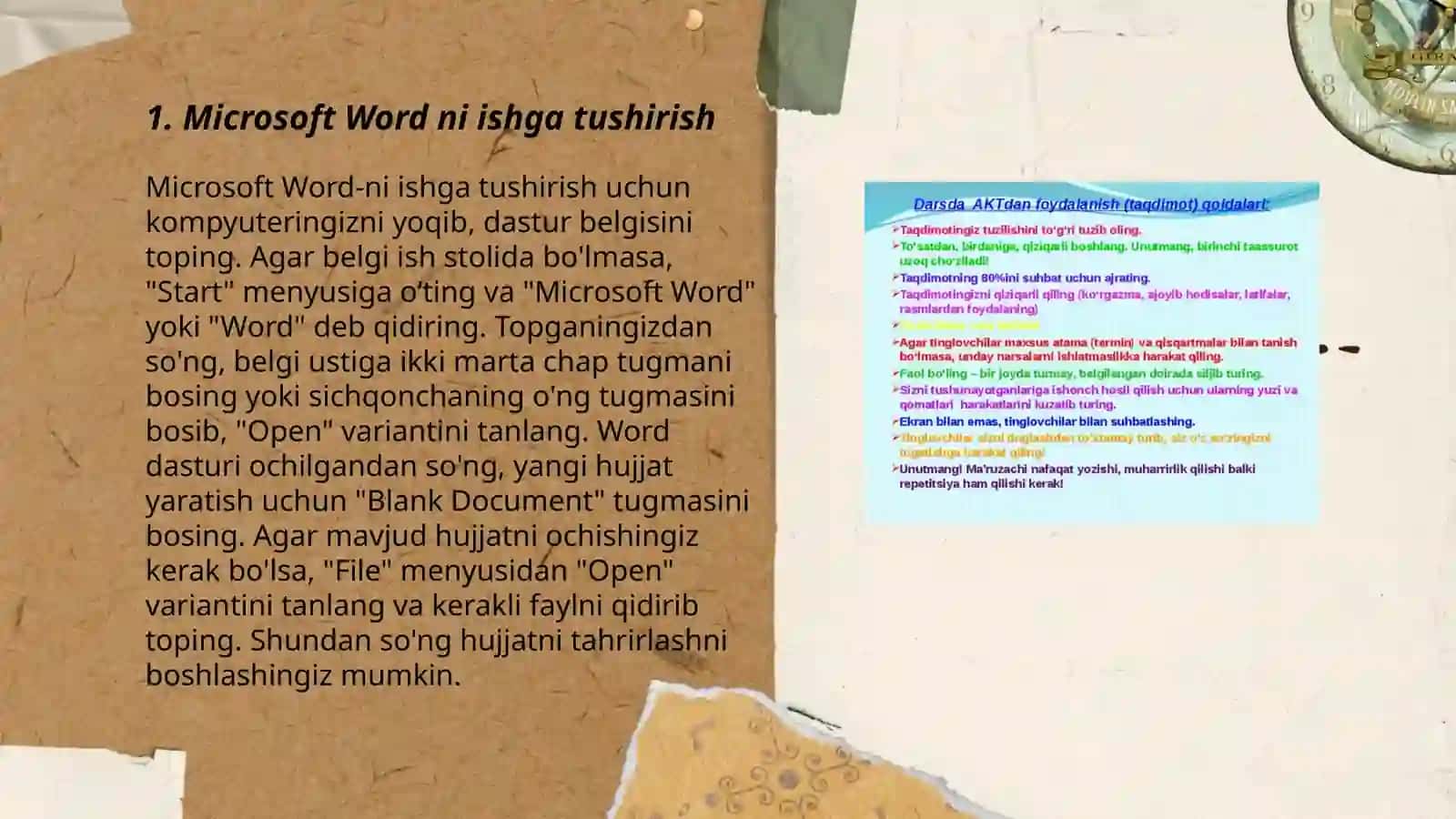 MICROSOFT WORD ILOVASIDA sohada foydalanish 3