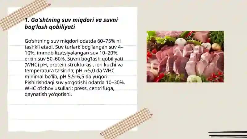 Goʻshtni kimyoviy tarkibi va xususiyatlari 3
