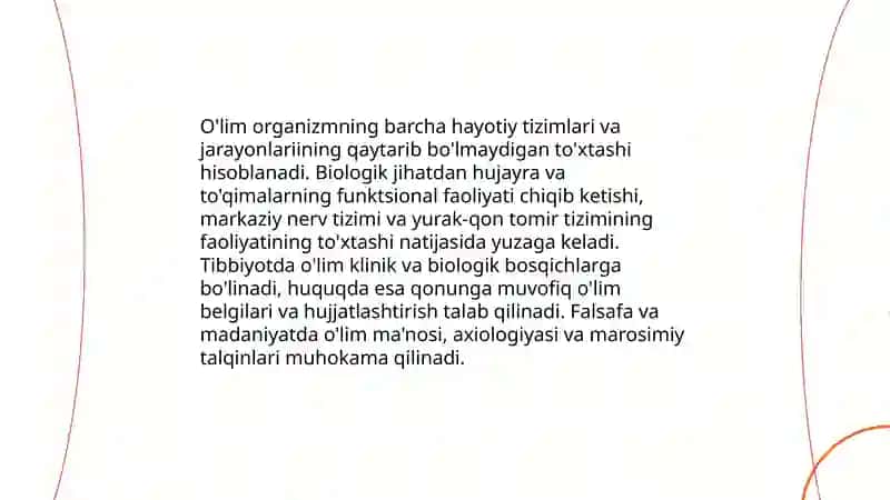 O'lim haqida tushunchalar 3