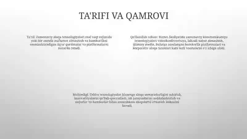 Zamonaviy Kommunikatsiya Texnologiyalari 3