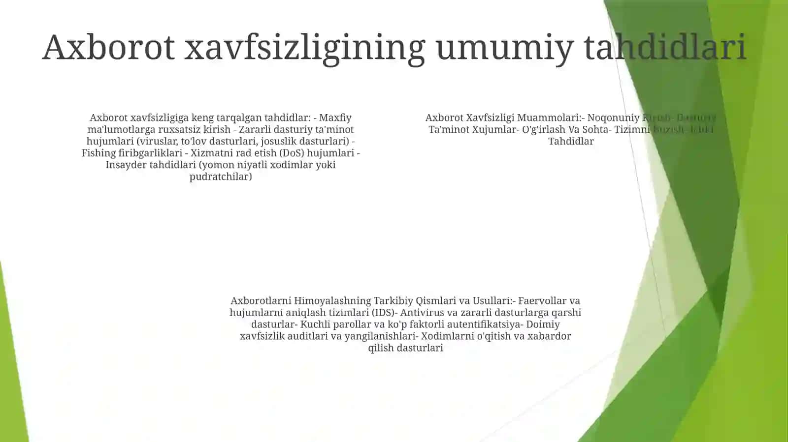 Axborot Xavfsizligi Muammolari 3