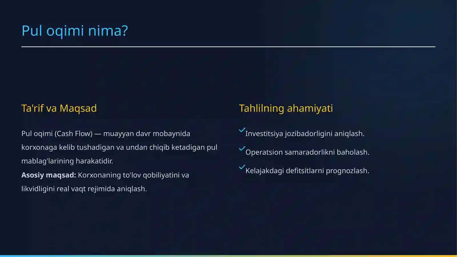 Pul oqimlari tahlili 3