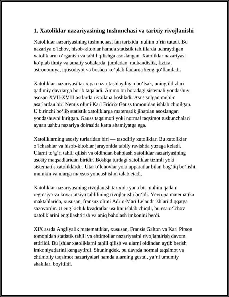 XATOLIKLAR NAZARIYASI ELEMENTLARI 3