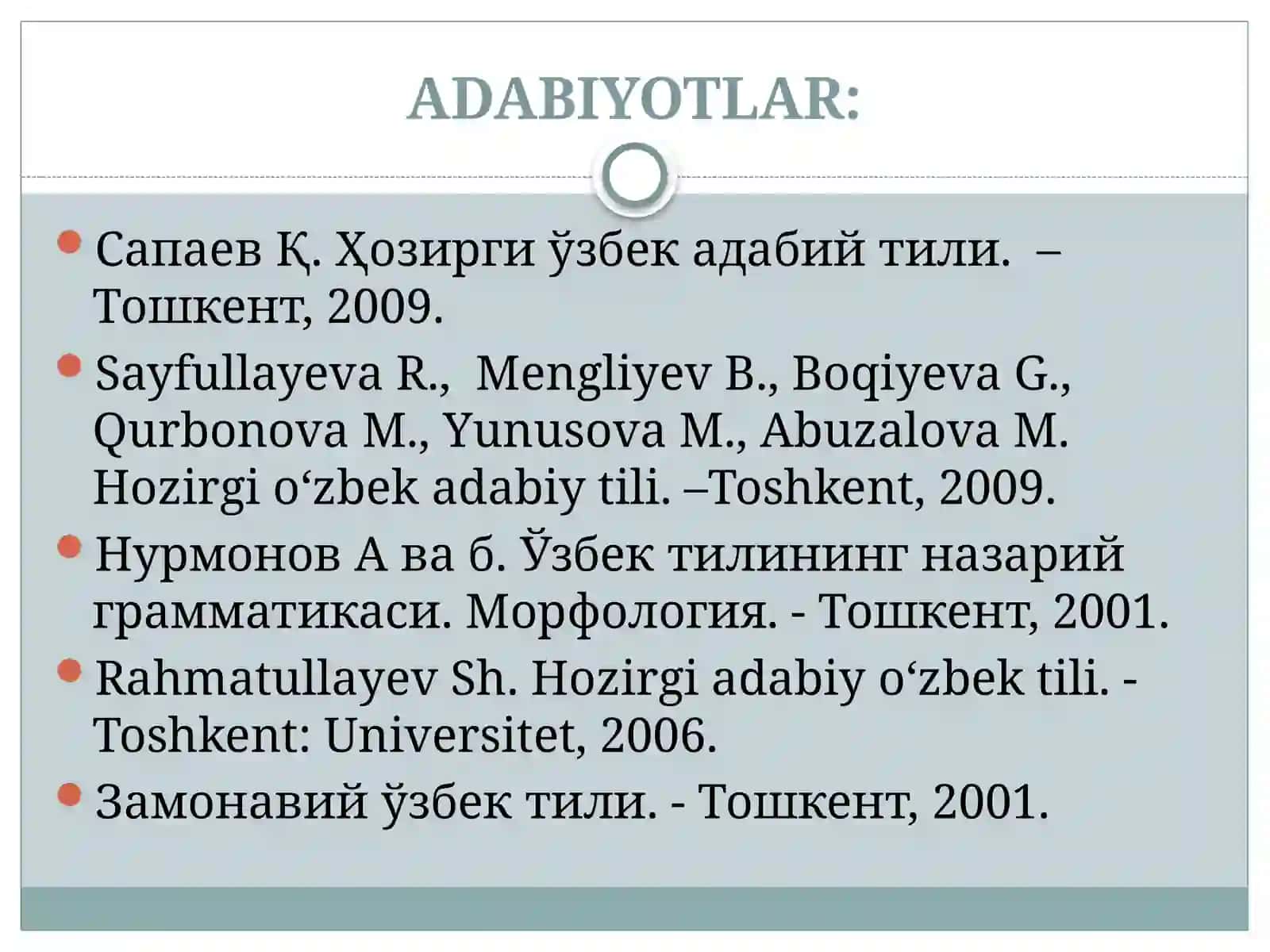 Morfologiya. So‘z turkumlari tasnifi 3