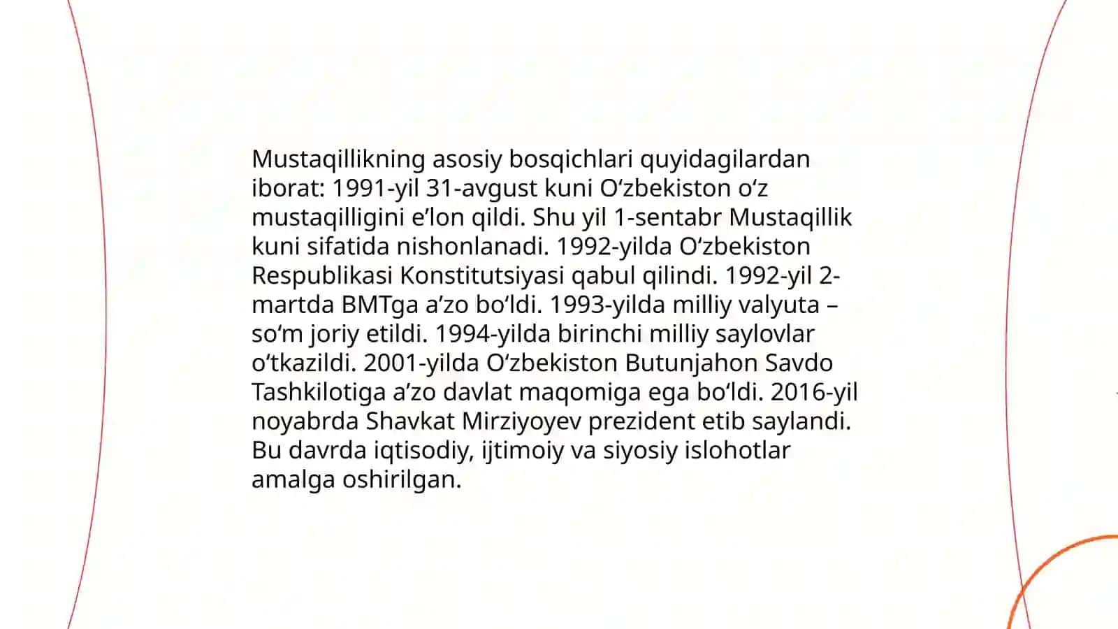 Mustaqillikning asosiy bosqichlari 3