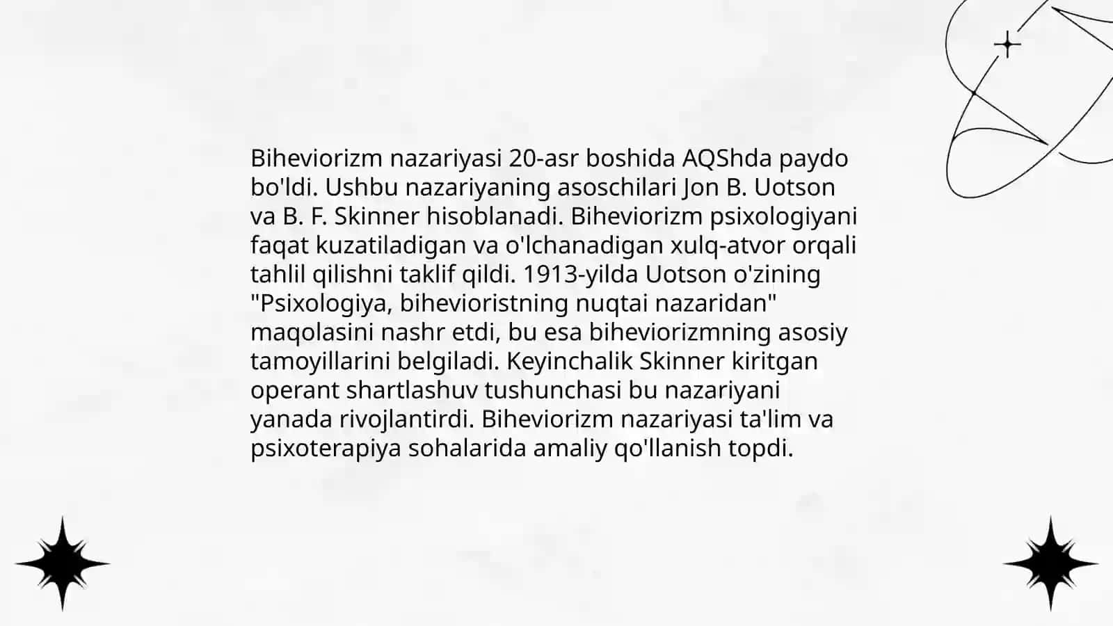 Biheviorizm nazariyasi haqida 3
