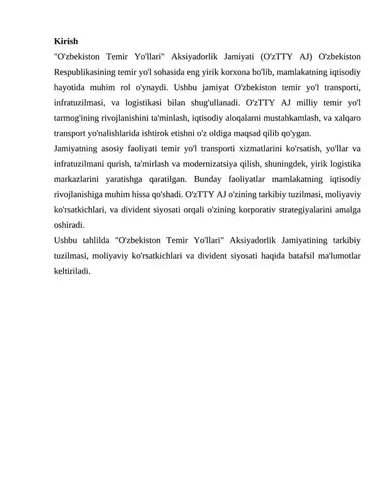 "O'zbekiston Temir Yo'llari" Aksiyadorlik Jamiyati 3