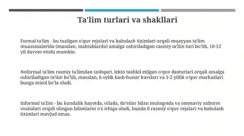 Ta'lim turlari va ta'limni tashkil etish 3