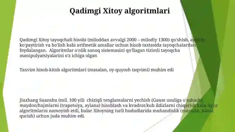 Dastlabki Son Sistemalari va Algoritmlar 3