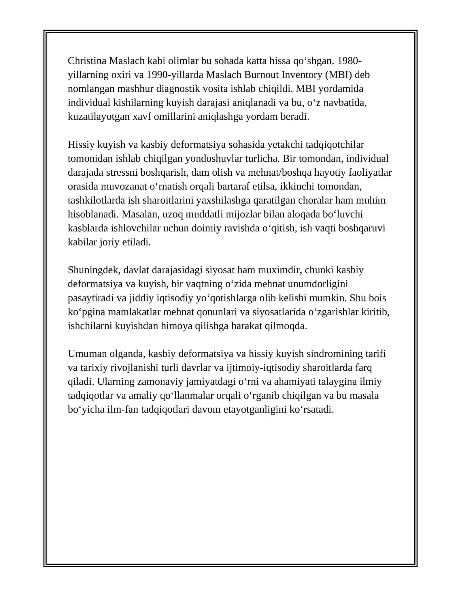 "KASBIY DEFORMATSIYA VA HISSIY KUYISH (BURNOUT) SINDROMI" 3