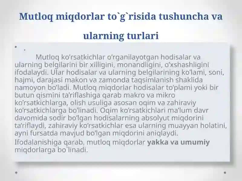 Mutloq va Nisbiy miqdorlar 3