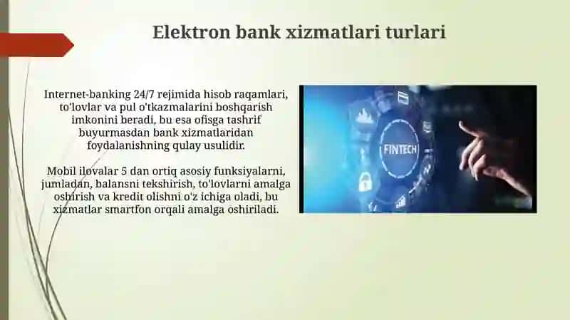 Elektron bank xizmatlari turlari 3