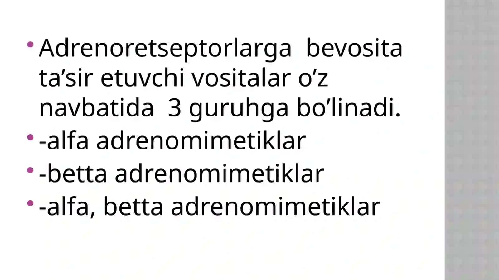 ADRENORETSEPTORLARNI QO’ZG’ATUVCHI VOSITALAR (ADRENOMIMETIKLAR) 3