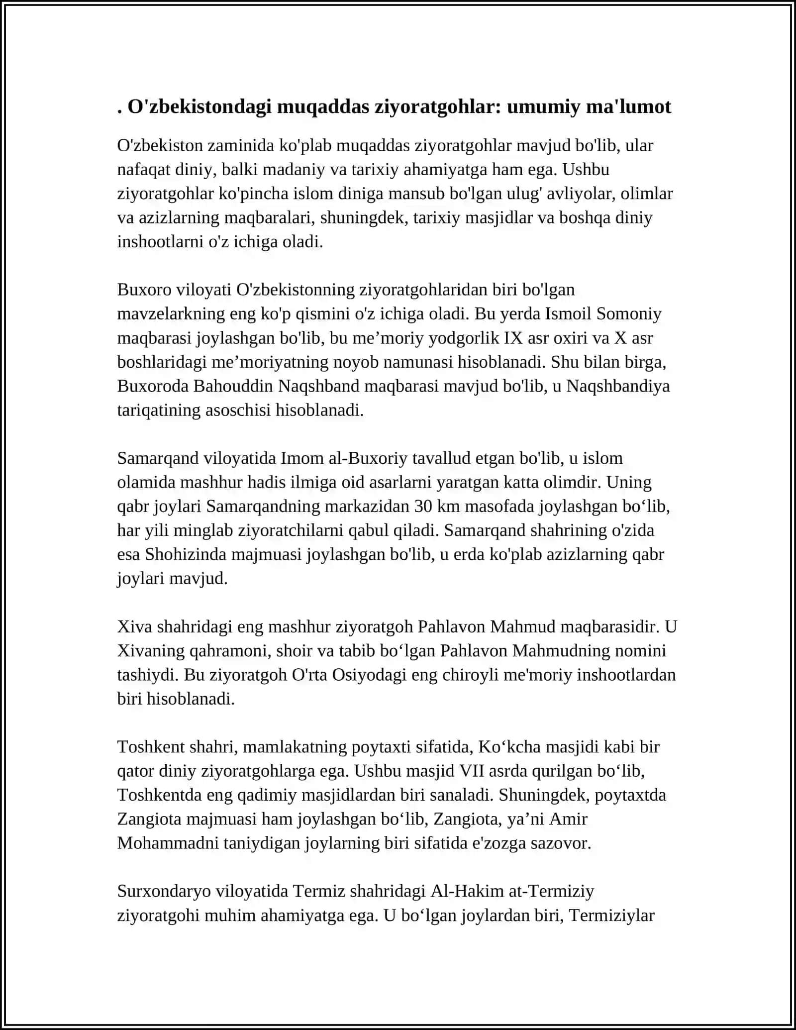 O'ZBEKISTONDAGI MUQADDAS ZIYORATGOHLAR 3
