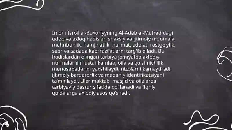 Al-Adab al-Mufrad Adab Durdonalari Hadislari 3