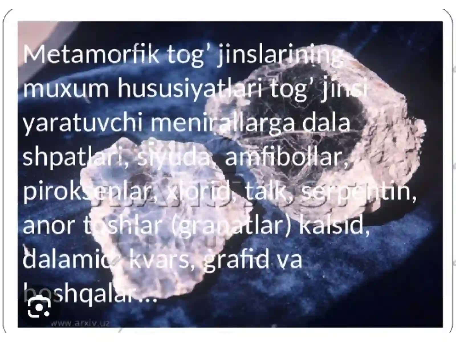 Metamorfik toğ jinslarining tasnifi 3