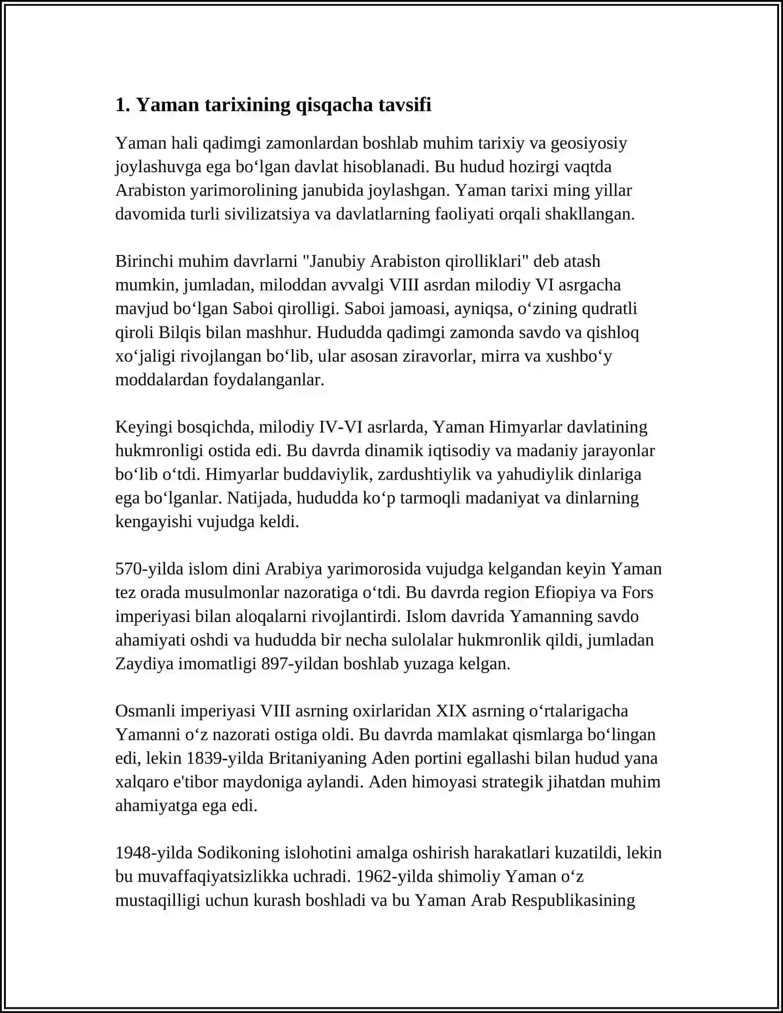Yaman Davlati Haqida Toliq Malumot 3