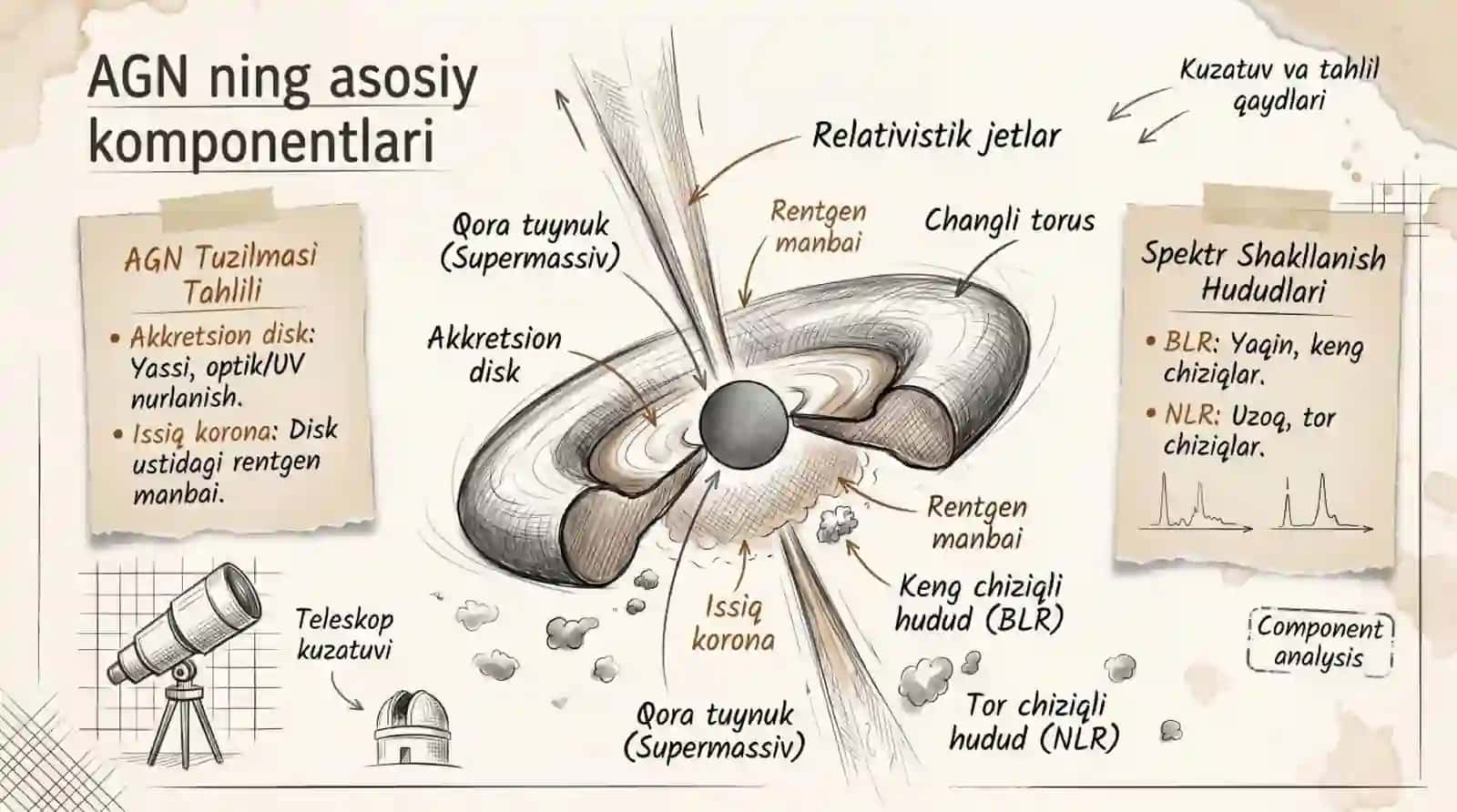 Faol o‘zakli galaktikalarning kuzatuv xususiyatlari 3