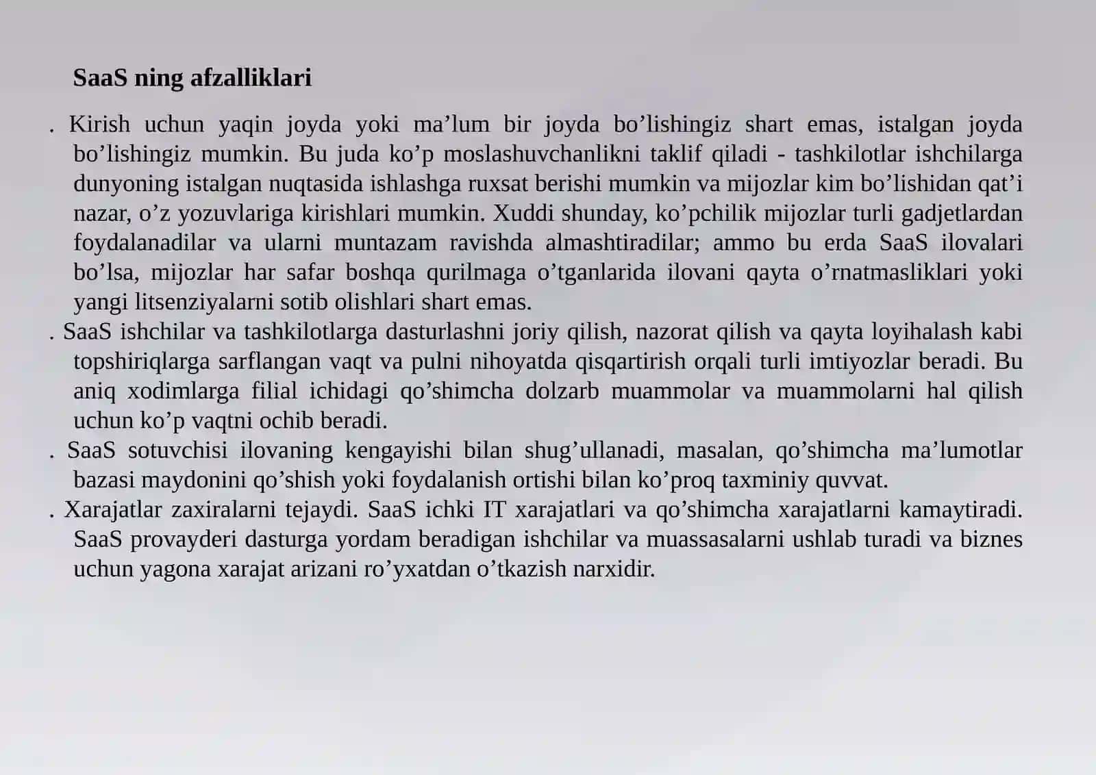 Software as a Service (SaaS) - hizmat sifati da sturiy ta’minotdan foydalanish 3
