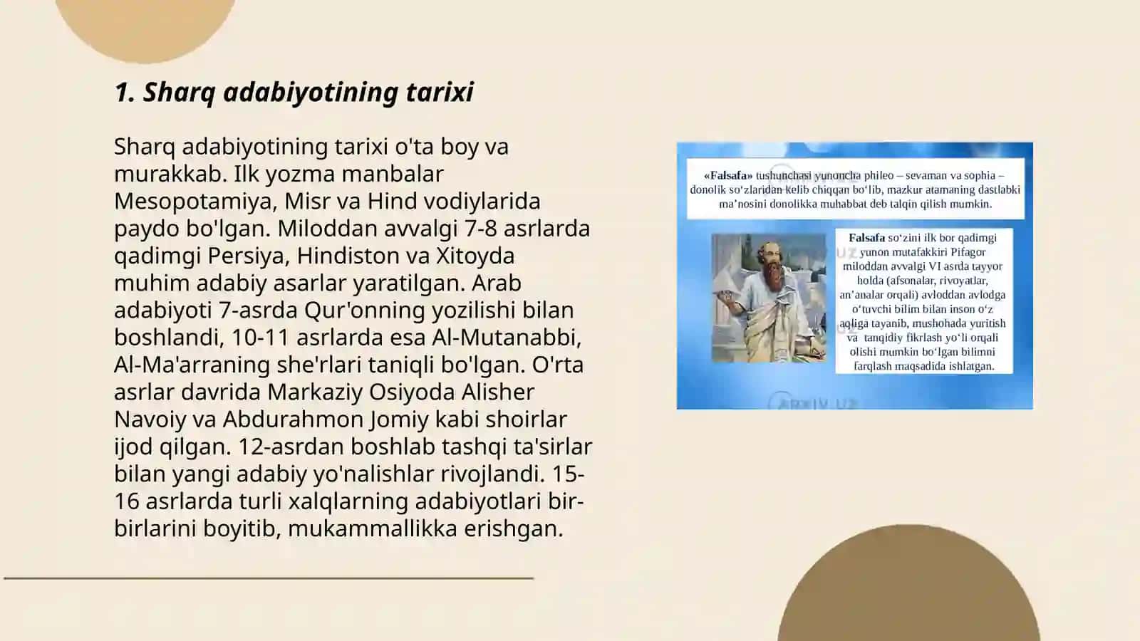 Sharq va Garb adabiyoti haqida taqdimot 3