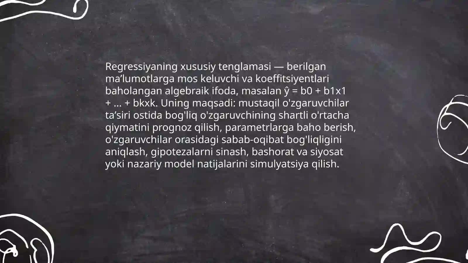 Regressiyaning xususiy tenglamasi 3