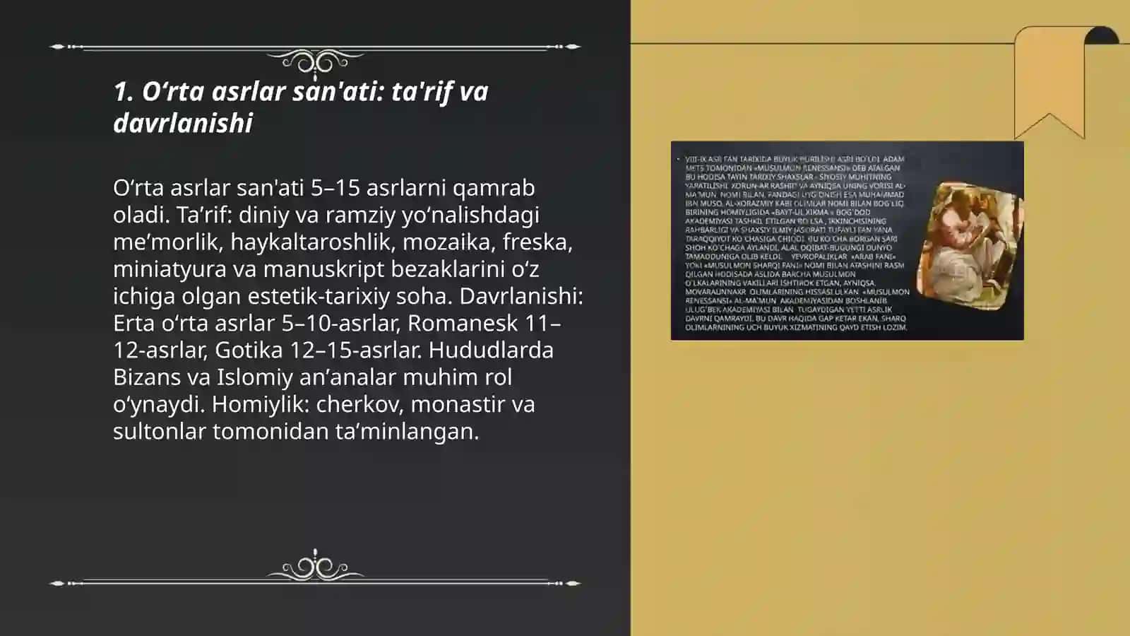 Oʻrta asrlar san'ati: ta'rif va davrlanishi 3