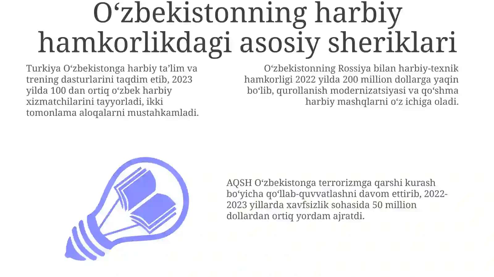 Oʻzbekistonning bugungi kunda dunyo davlatlari bilan harbiy yoʻnalishda hamkorliklari tahlili 3