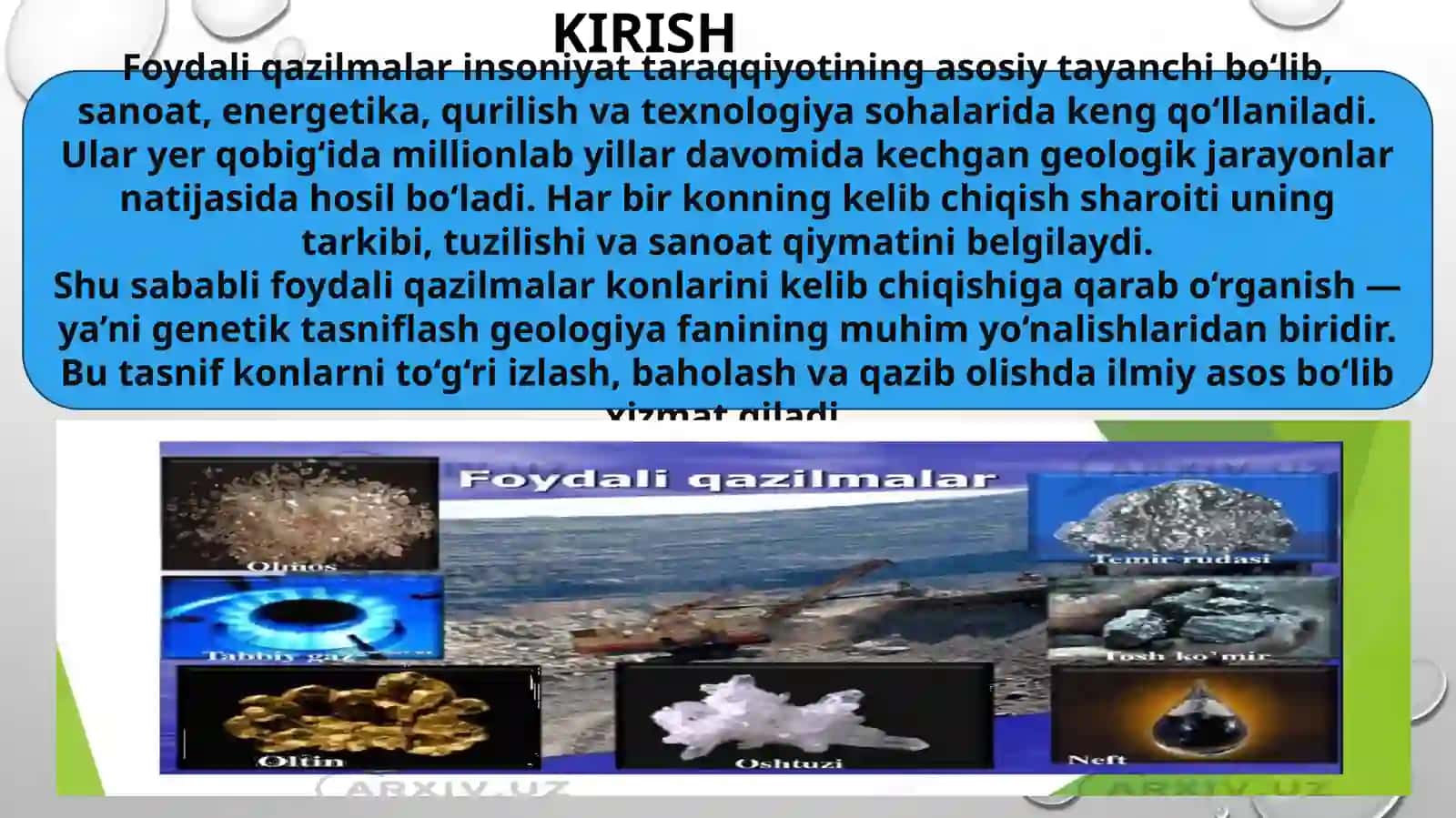 Foydali qazilmalar konlarining genetik tasniflanishi 3