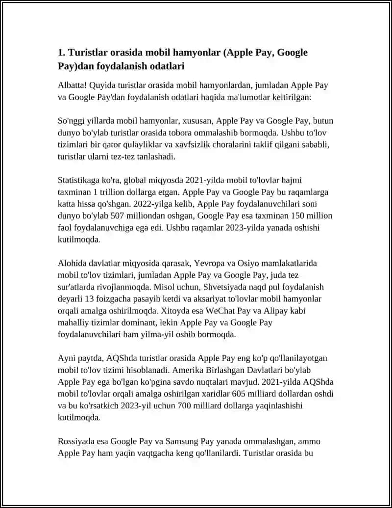 TURISTLARNING RAQAMLI TO'LOV TIZIMLARIDAN FOYDALANISHI 3