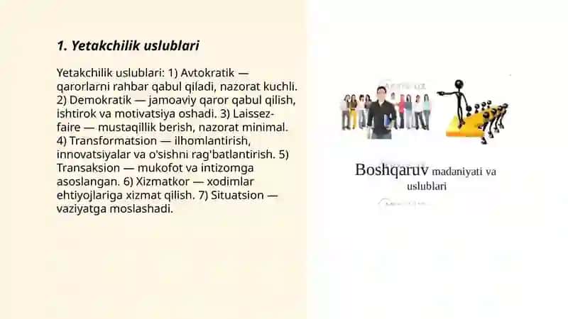 Odamlarni boshqarish va yetakchilik 3