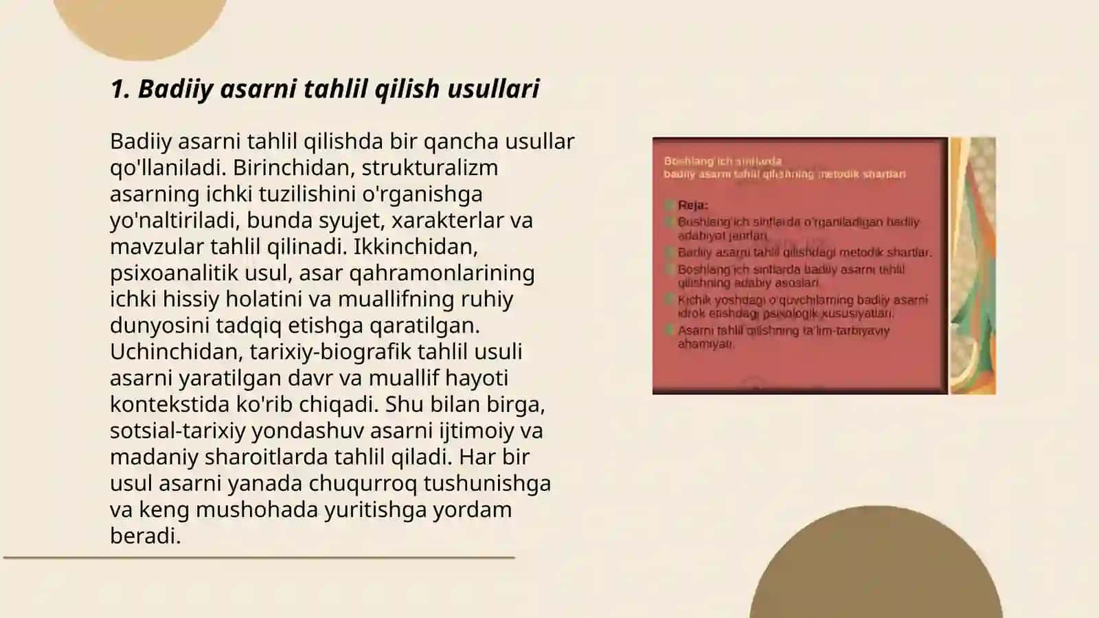 Badiiy asarni tahlil qilish usullari 3