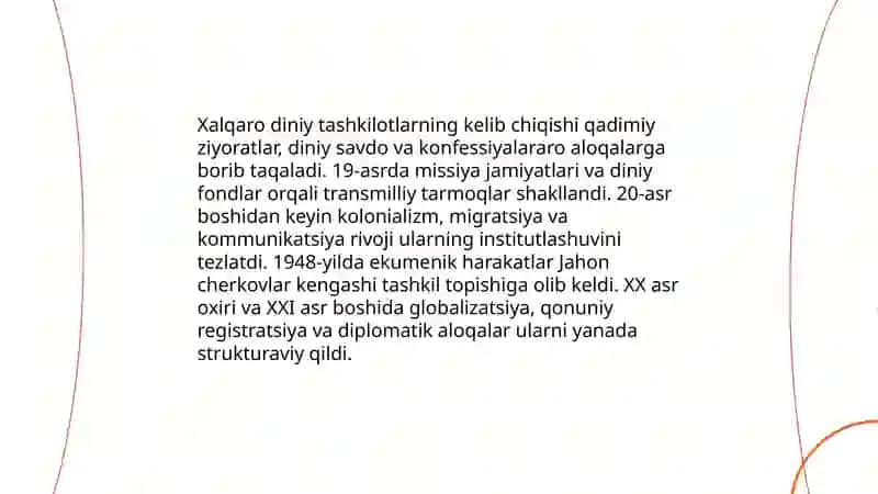 Xalqaro diniy tashkilotlar 3