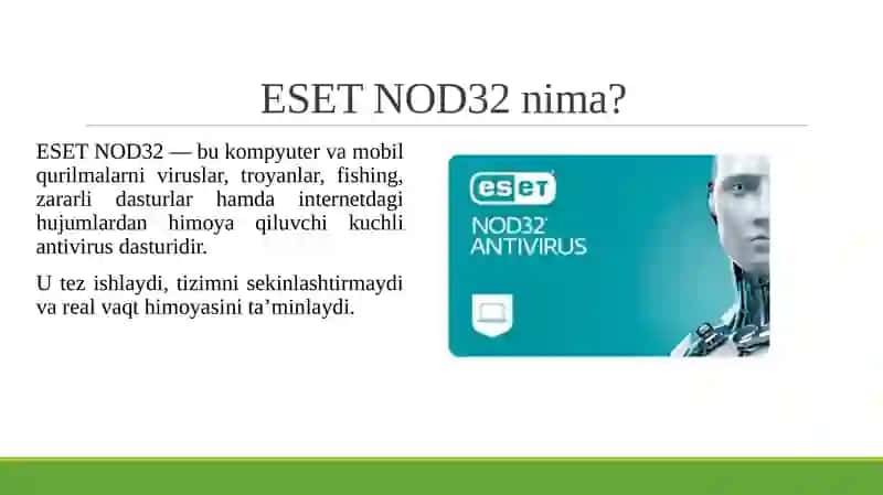 ESET NOD32 antivirus vositasidan foydalanish. 3