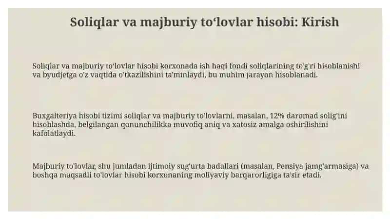 Soliqlar va majburiy toʻlovlar hisobi 3