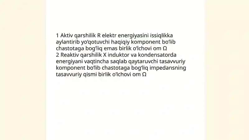 Aktiv va reaktiv qarshilik 3