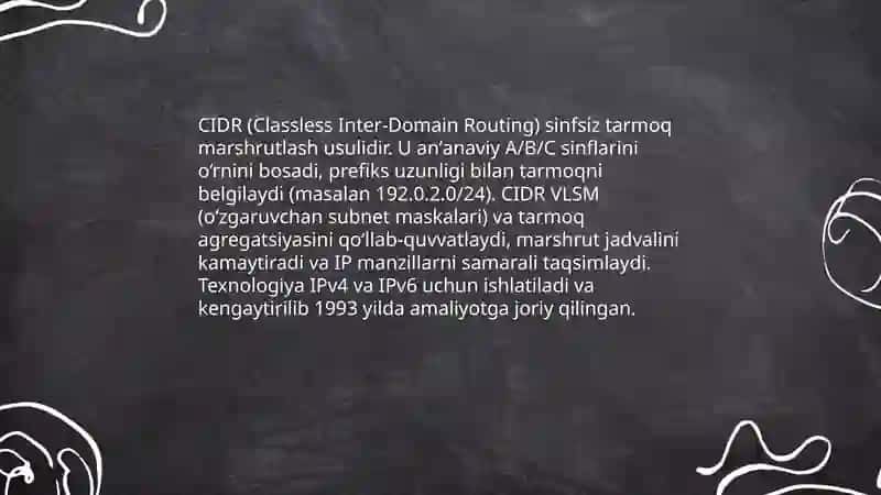 CIDR (Classless Inter-Domain Routing) tushunchasi 3