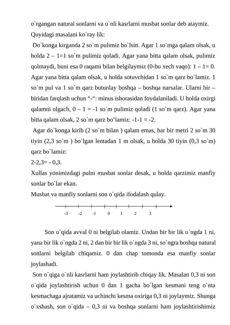 Kasr va manfiy son tushunchasi 3