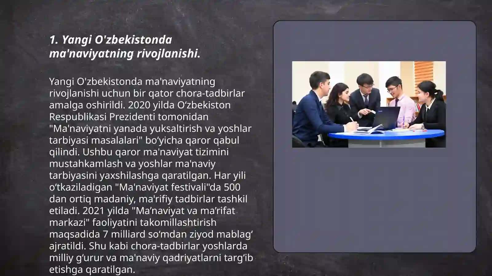Yangi O'zbekistonda amalga oshirlayotgan ma'naviy o'zgarishla 3