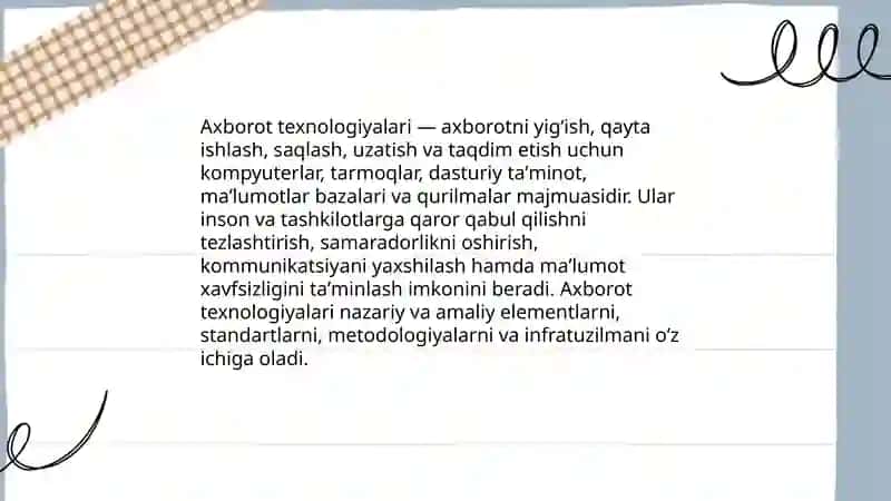 Axborot texnologiyalari tushunchasi 3