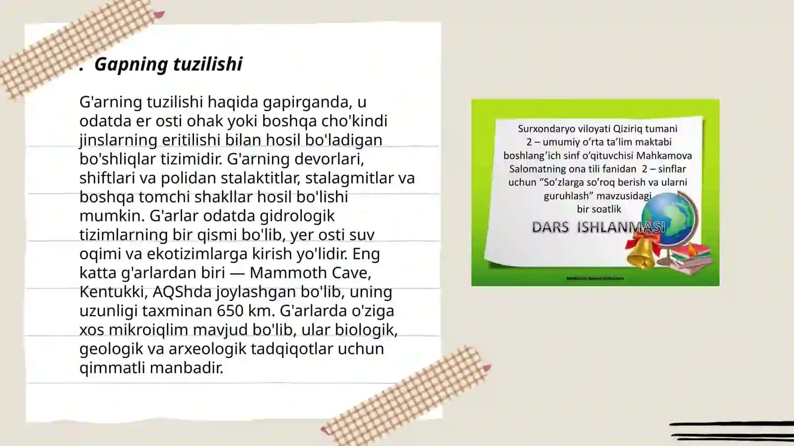 Gap mavzusi boʻyicha 3-4-sinflar uchun mashqlardan namunalar 3