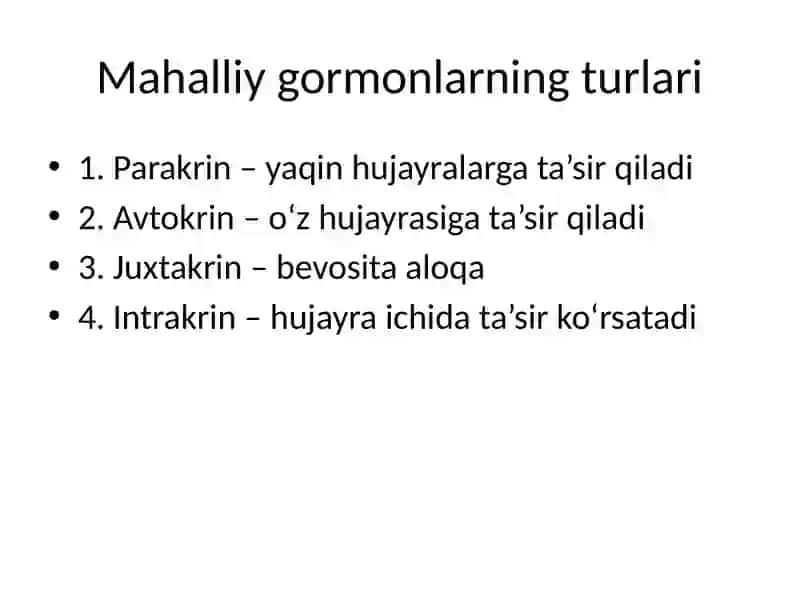 Mahalliy ta’sir ko‘rsatuvchi gormonlar 3