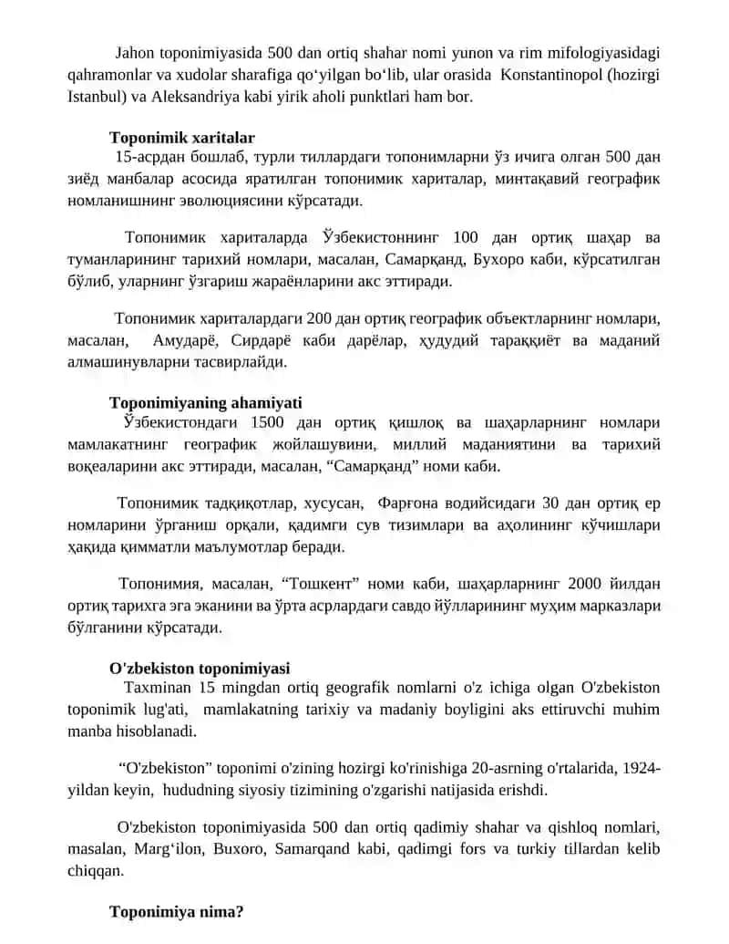 Toponomikada tarixiy arixiy geografik atamalar 3