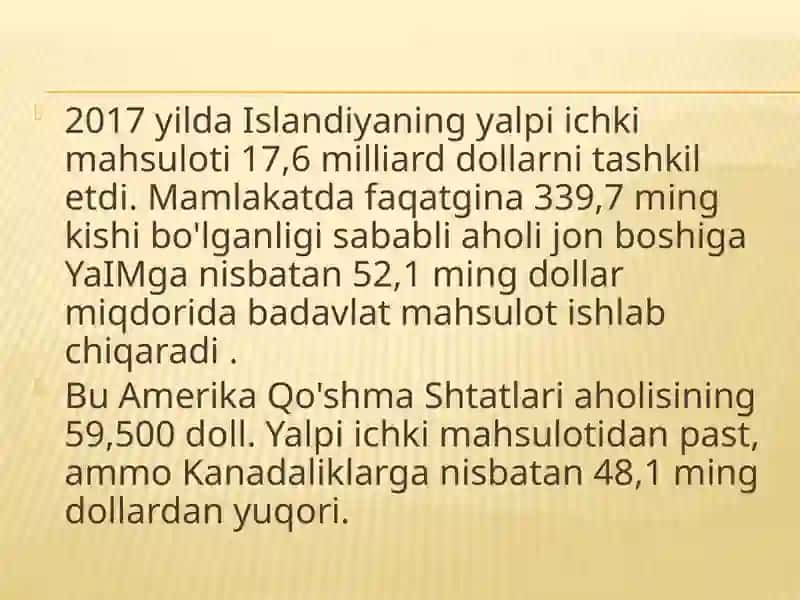 Islandiyaning asosiy iqtisodiy faoliyat turlari 3