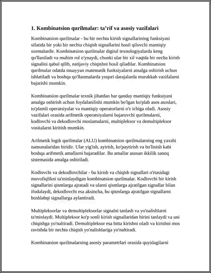 KOMBINATSION QURILMALARNING VAZIFALARI VA PARAMETRLARI 3