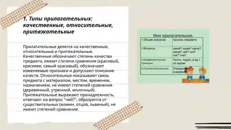 Типы прилагательных 3