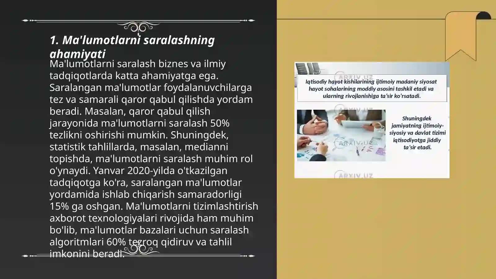 Malumotlarni saralaw usullarini tasnifi 3