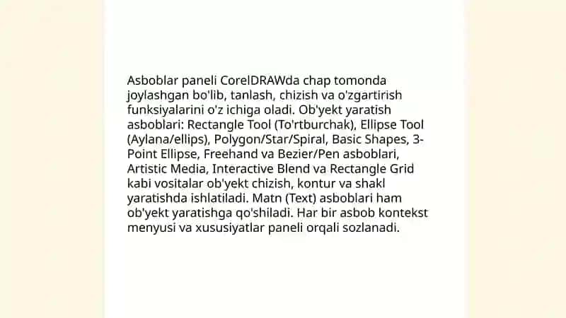 Corel Draw dasturida ob'yektlar yaratish 3
