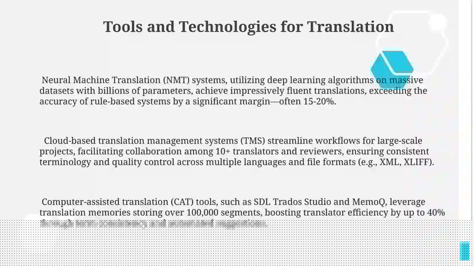 Tools and Technologies for Translation 3